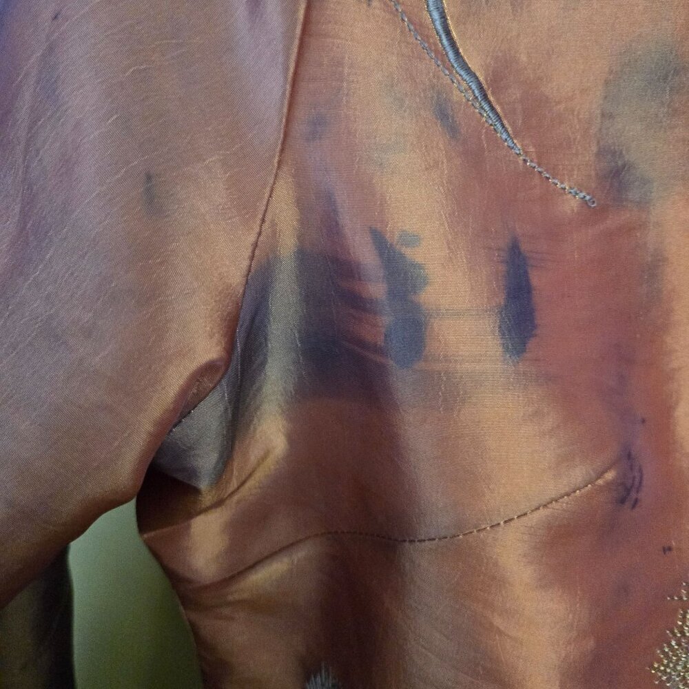 Stunning Unique Beige Sequined Embroidered Asian Inspired Kimono Size M - Picture 6 of 6